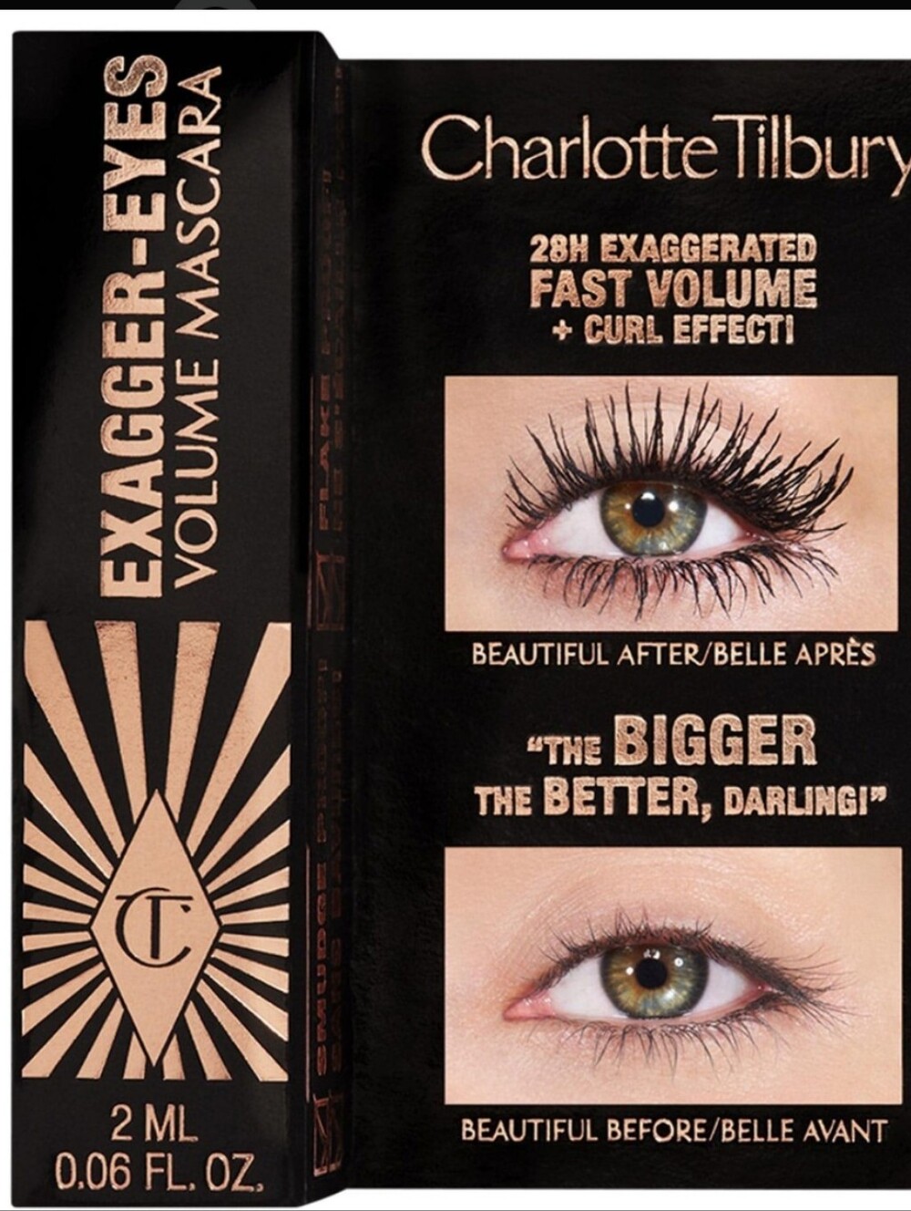 Charlotte Tilbury Exagger-Eyes Volume Mascara Travel Sample Black New 2ml 0.06oz